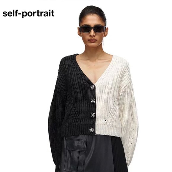 NWT Self-Portrait Two Tone Button-up Cardigan - Picture 7 of 10